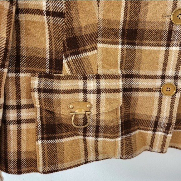 Jones New York Plaid Wool Blazer Jacket Yellow Brown Plus Size 16 - Picture 4 of 5